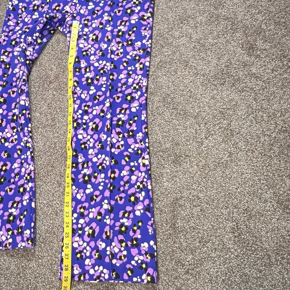 Maeve Anthropologie The Margot Flare Crop Pants Large Sz Purple Stretch Pull On - Picture 9 of 10